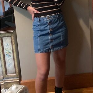 Women’s Black Long Sleeve Shirt with Stripes (Forever 21 - Size M)